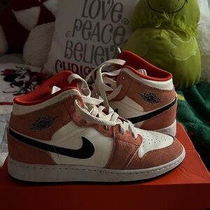 Nike Kids Red and Cream High-Top Sneakers